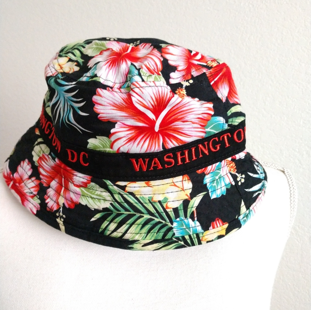 Washington DC Floral Embroidered Bucket Hat Sun Hat OS One Size Fits Most